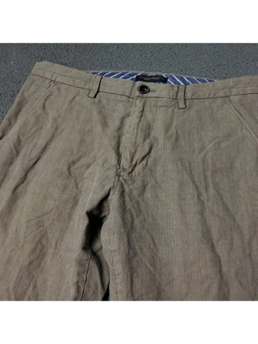 Banana Republic Dress Pants Mens 32x30 Vintage Straight Beige Plaid Checkered